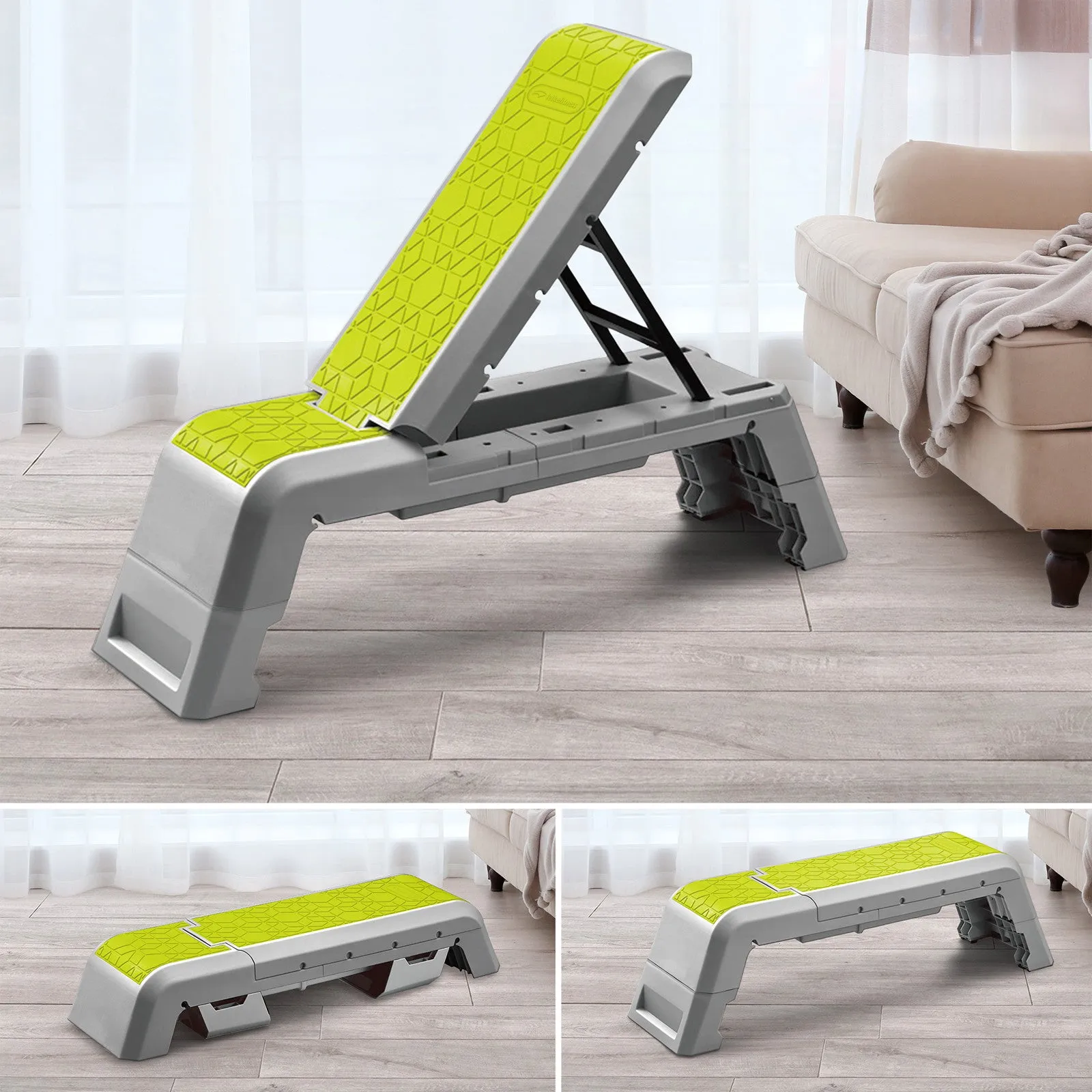 2 in 1 Deck Exercise Step Platform W/ Resistance Bands