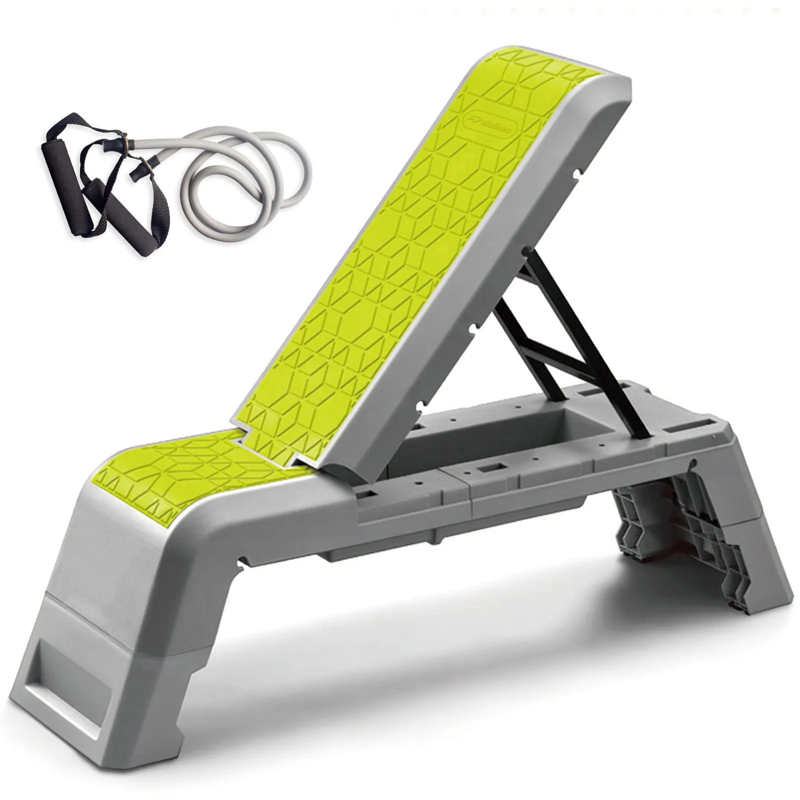 2 in 1 Deck Exercise Step Platform W/ Resistance Bands