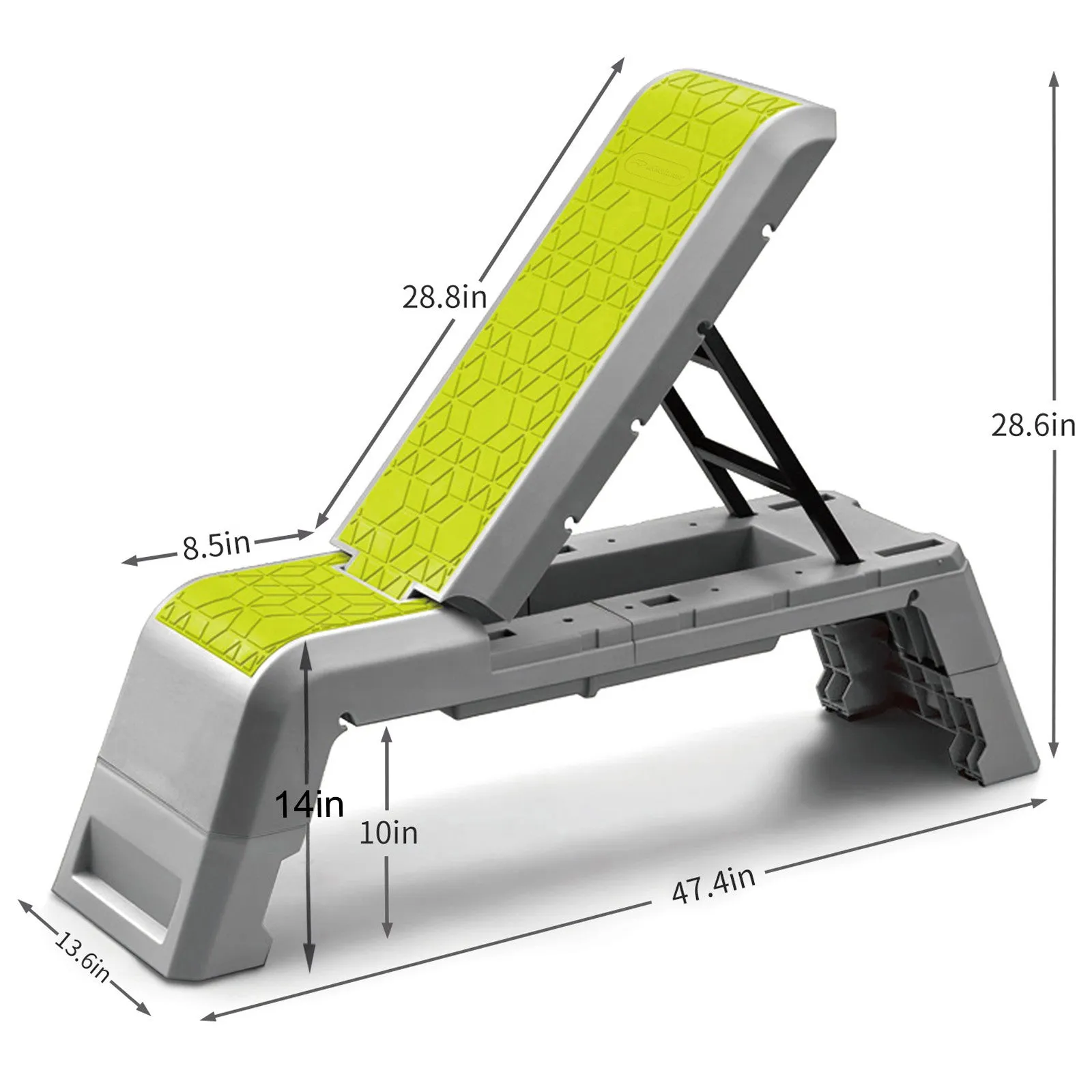 2 in 1 Deck Exercise Step Platform W/ Resistance Bands
