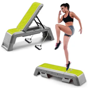 2 in 1 Deck Exercise Step Platform W/ Resistance Bands
