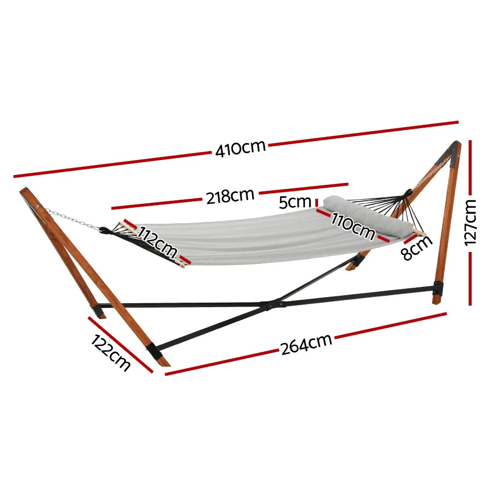2-Person Rubberwood Outdoor Hammock w/ Pillow - Gardeon