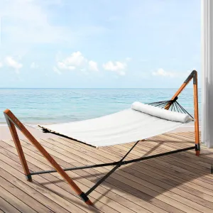 2-Person Rubberwood Outdoor Hammock w/ Pillow - Gardeon