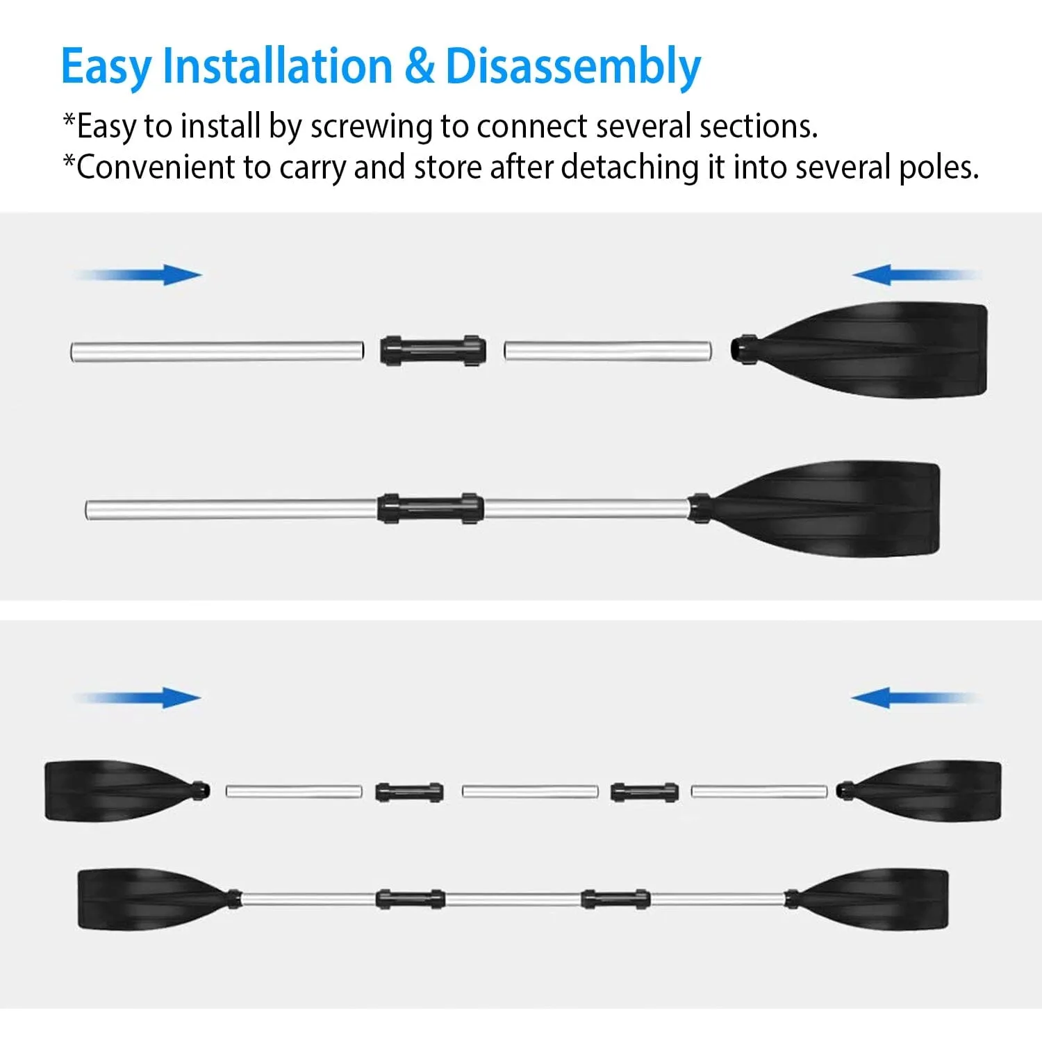 2-Pieces: Kayak Paddles Aluminum Alloy Detachable Canoe