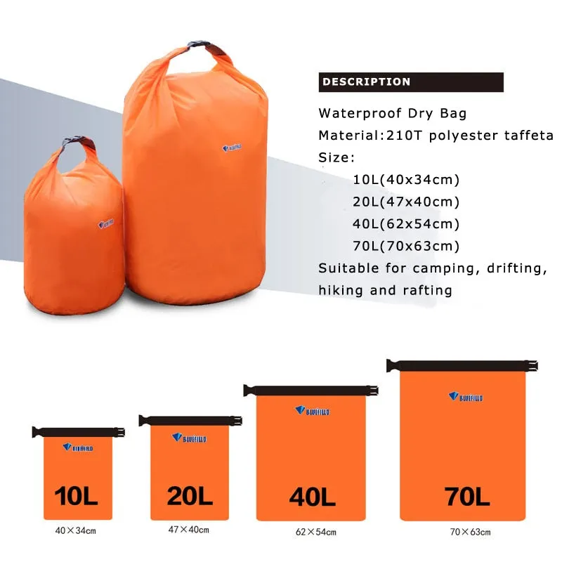 40L 70L Waterproof Dry Bag Pack Sack Swimming Rafting Kayaking River Trekking Floating Sailing Canoing Boating Water Resistance