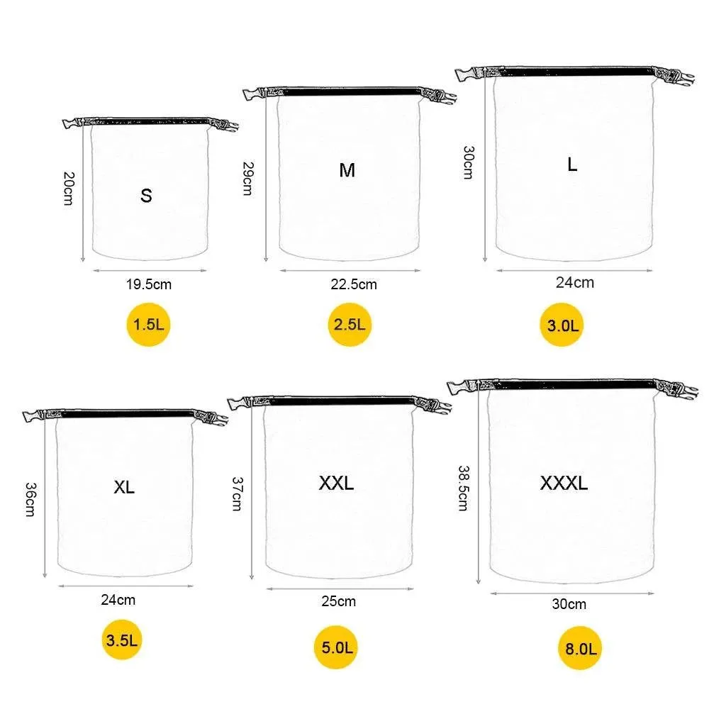 6 PCS Outdoor Waterproof Bag Dry Sack Pack for Drifting Boating Floating Kayaking Surfing Beach Rafting Swimming Sports Bags