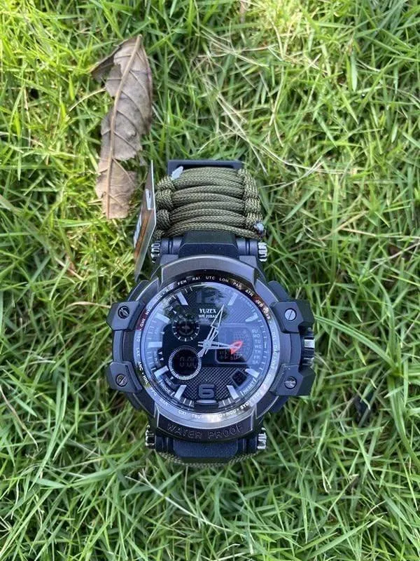 8 in 1 Outdoor  Multi functional Waterproof Military Tactical Paracord Watch Bracelet
