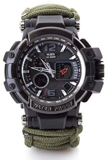 8 in 1 Outdoor  Multi functional Waterproof Military Tactical Paracord Watch Bracelet