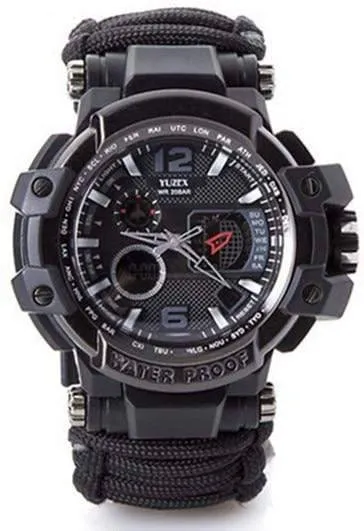 8 in 1 Outdoor  Multi functional Waterproof Military Tactical Paracord Watch Bracelet
