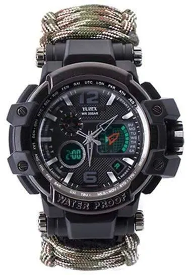 8 in 1 Outdoor  Multi functional Waterproof Military Tactical Paracord Watch Bracelet