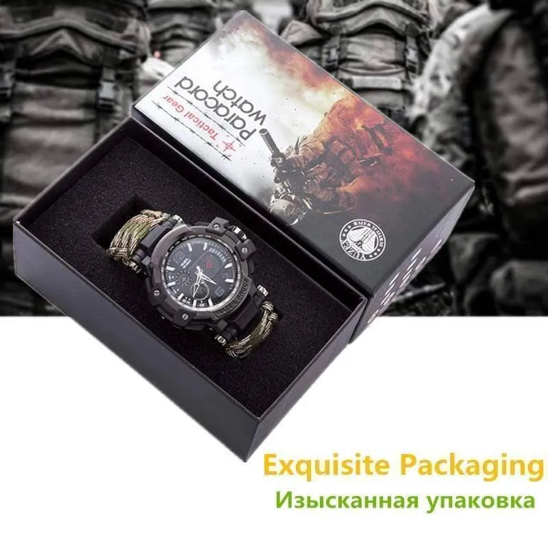 8 in 1 Outdoor  Multi functional Waterproof Military Tactical Paracord Watch Bracelet