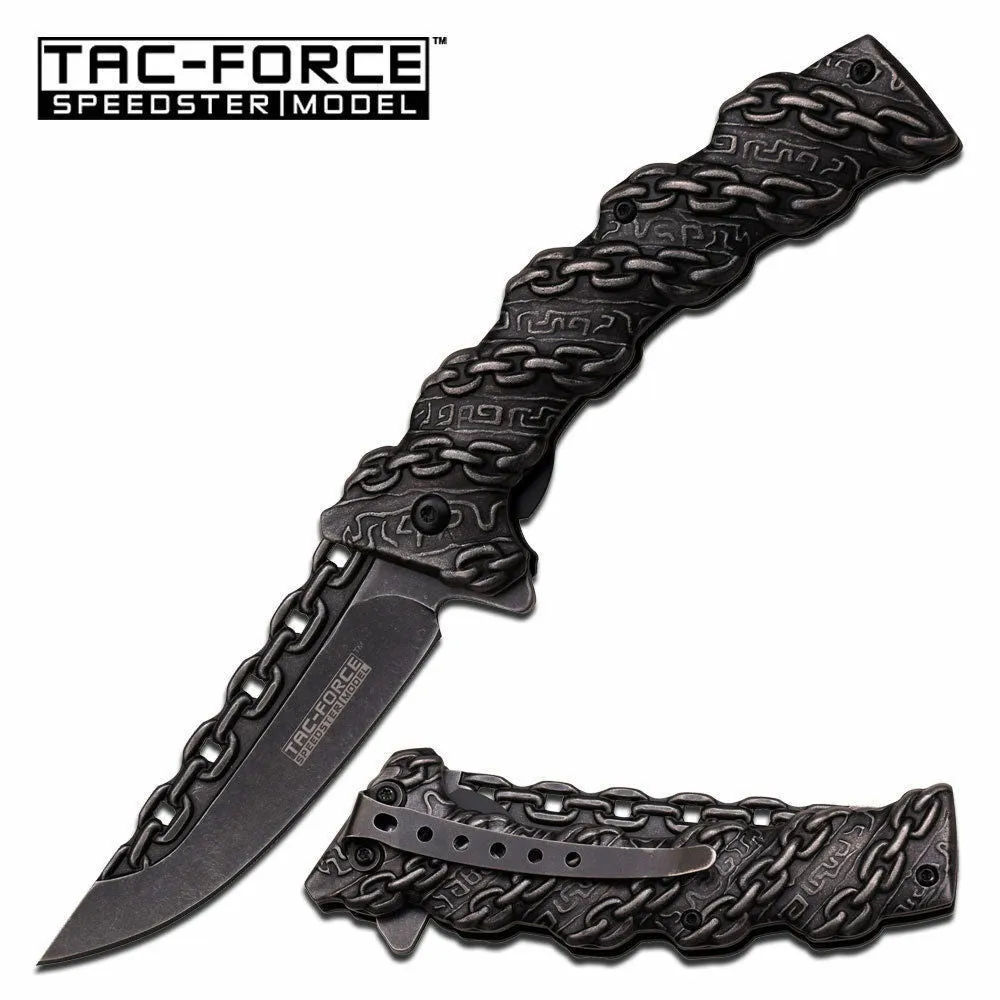 8.25" TAC FORCE CHAIN SPRING ASSISTED Open Folding Pocket Knife Combat Tactical