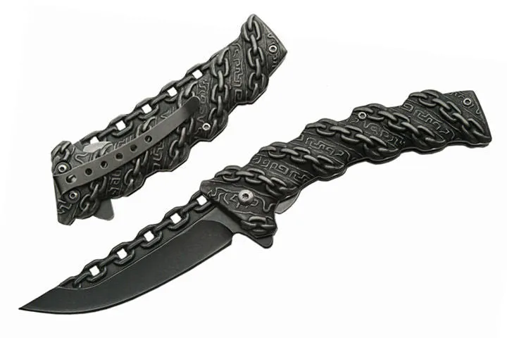 8.25" TAC FORCE CHAIN SPRING ASSISTED Open Folding Pocket Knife Combat Tactical