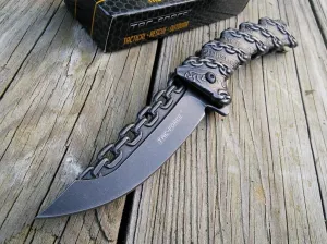 8.25" TAC FORCE CHAIN SPRING ASSISTED Open Folding Pocket Knife Combat Tactical