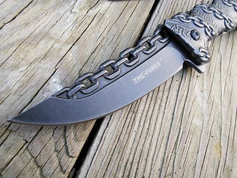 8.25" TAC FORCE CHAIN SPRING ASSISTED Open Folding Pocket Knife Combat Tactical
