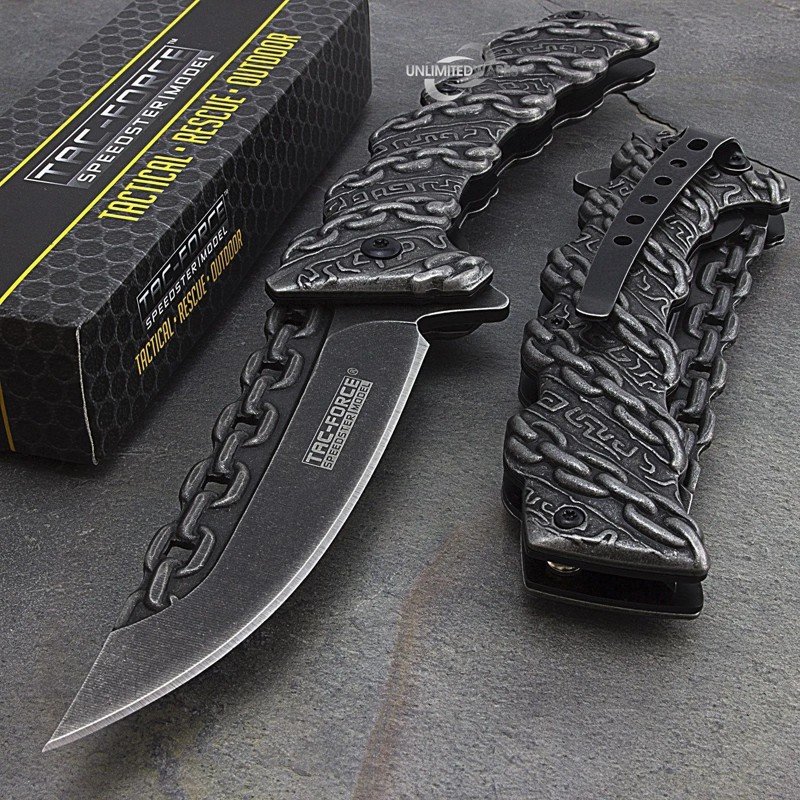 8.25" TAC FORCE CHAIN SPRING ASSISTED Open Folding Pocket Knife Combat Tactical