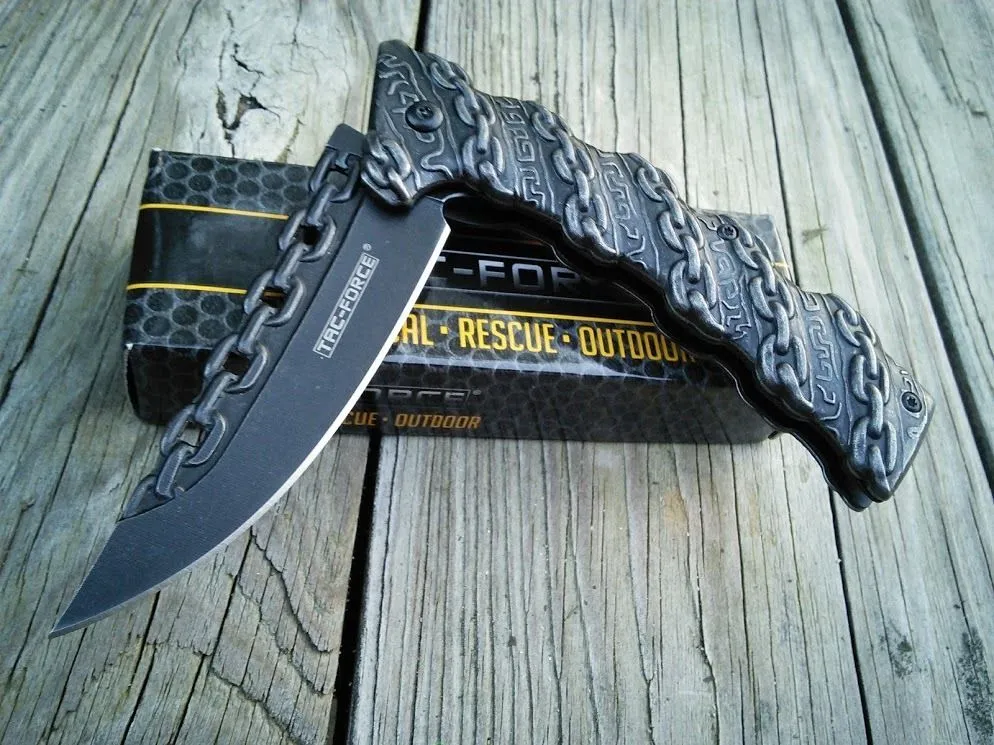 8.25" TAC FORCE CHAIN SPRING ASSISTED Open Folding Pocket Knife Combat Tactical