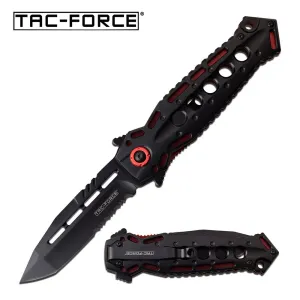 8.75" Tac Force Tactical Red & Black Spring Assisted Pocket Knife