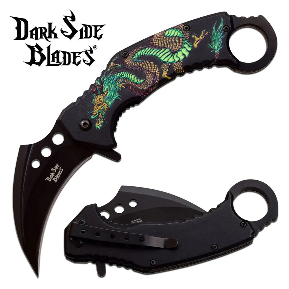 8" Dark Side Blades Green Dragon Karambit Fantasy Pocket Knife