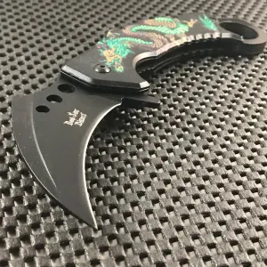8" Dark Side Blades Green Dragon Karambit Fantasy Pocket Knife