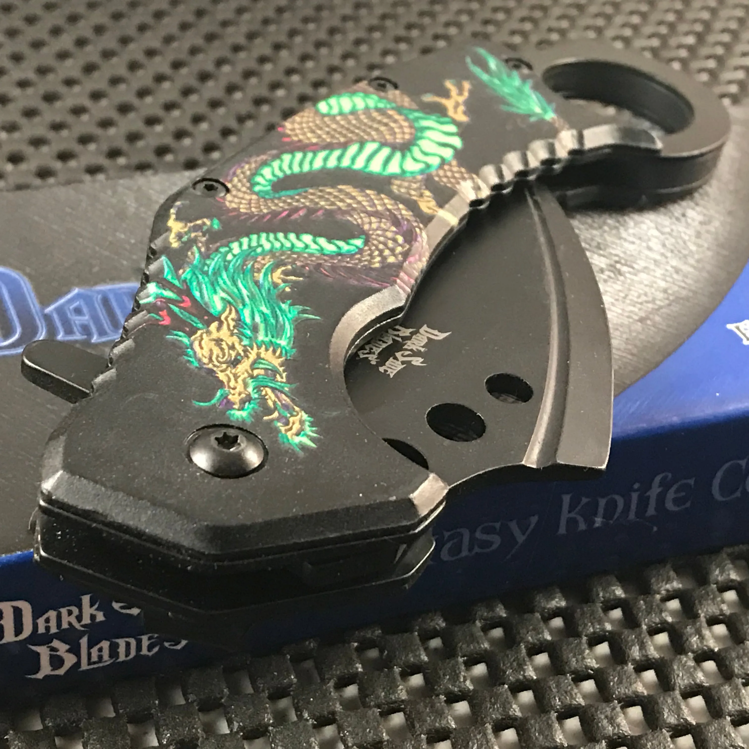 8" Dark Side Blades Green Dragon Karambit Fantasy Pocket Knife