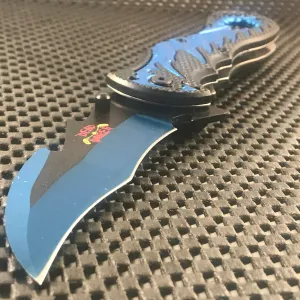 9" Dead Walker Dragon Tail Blue & Black Fantasy Pocket Knife