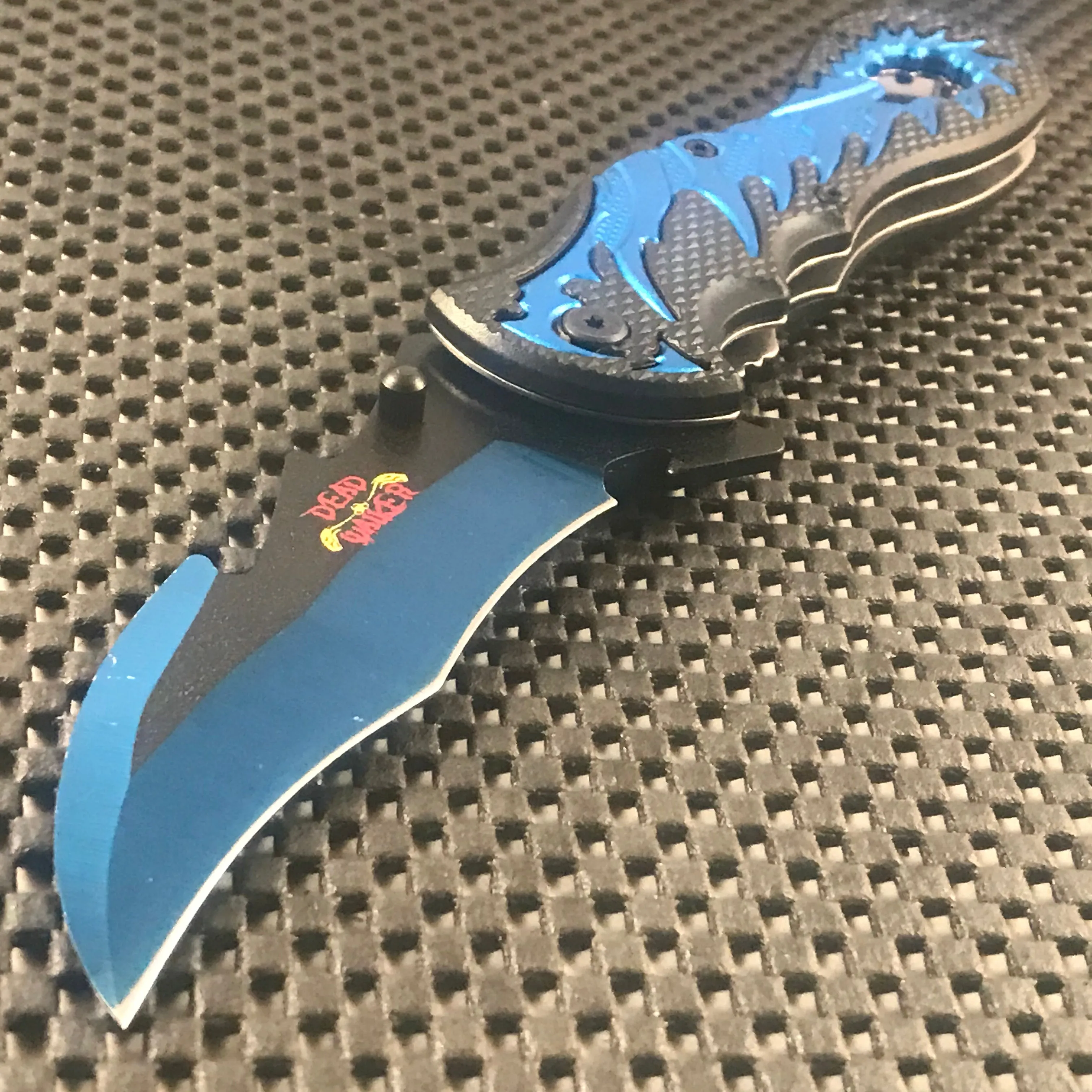 9" Dead Walker Dragon Tail Blue & Black Fantasy Pocket Knife