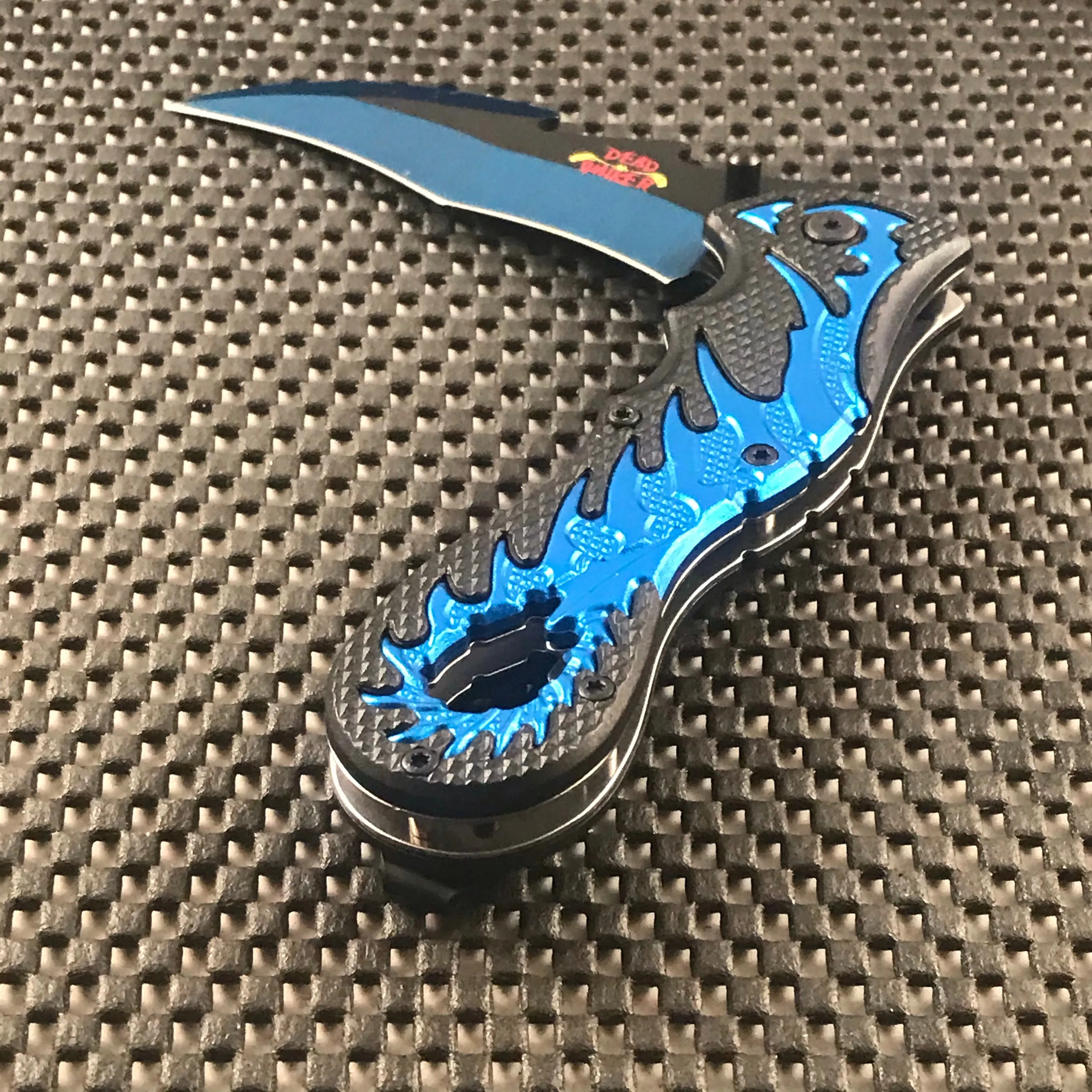 9" Dead Walker Dragon Tail Blue & Black Fantasy Pocket Knife