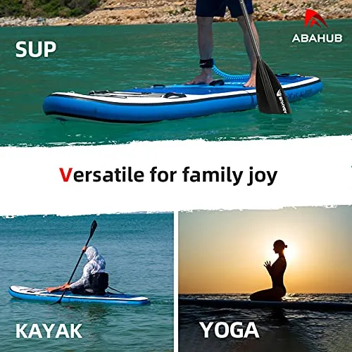 Abahub Inflatable SUP, Wide 10'6" x 34" x 6" iSUP, Blue Standup Paddleboard with Adjustable Carbon Fiber Paddle, Kayak Seat, for Yoga, Paddle Board, Kayaking, Surf, Canoe, Fishing