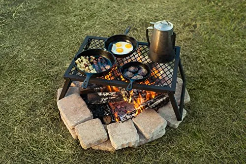 Amazon Basics Medium Portable Folding Camping Grill Grate - 18 x 12 x 7 Inches, Black Steel