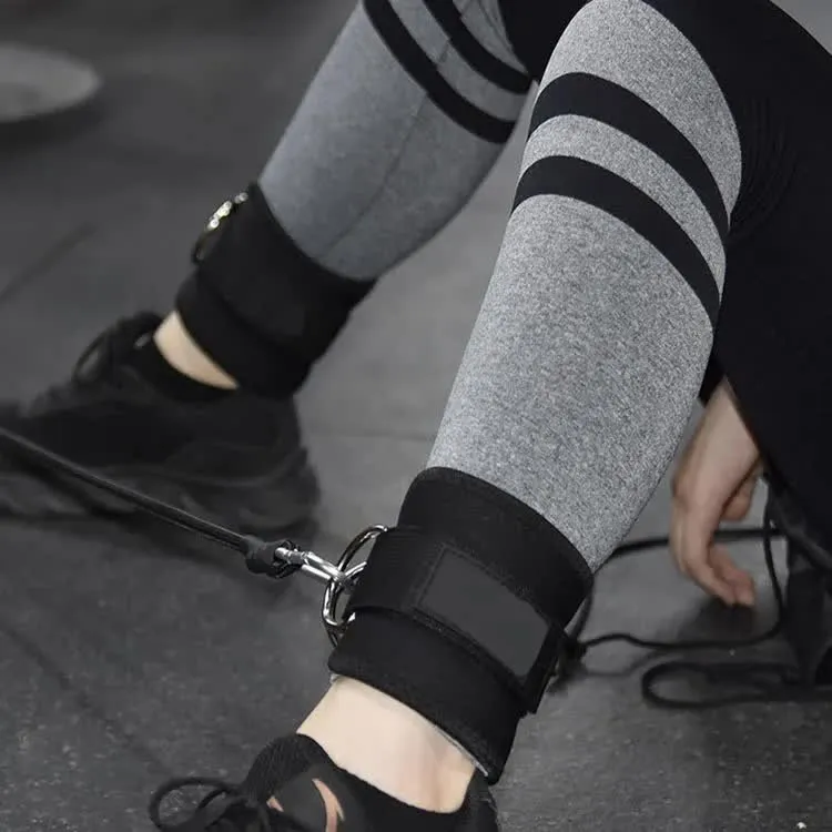 Black Set (2 Ankle Straps   3 elastic ropes   1 mesh bag) Adjustable Ankle Straps for Leg and Glute Training - EVA Padded Gym Foot Straps