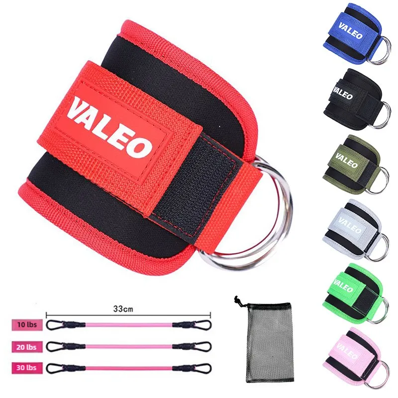 Black Set (2 Ankle Straps   3 elastic ropes   1 mesh bag) Adjustable Ankle Straps for Leg and Glute Training - EVA Padded Gym Foot Straps
