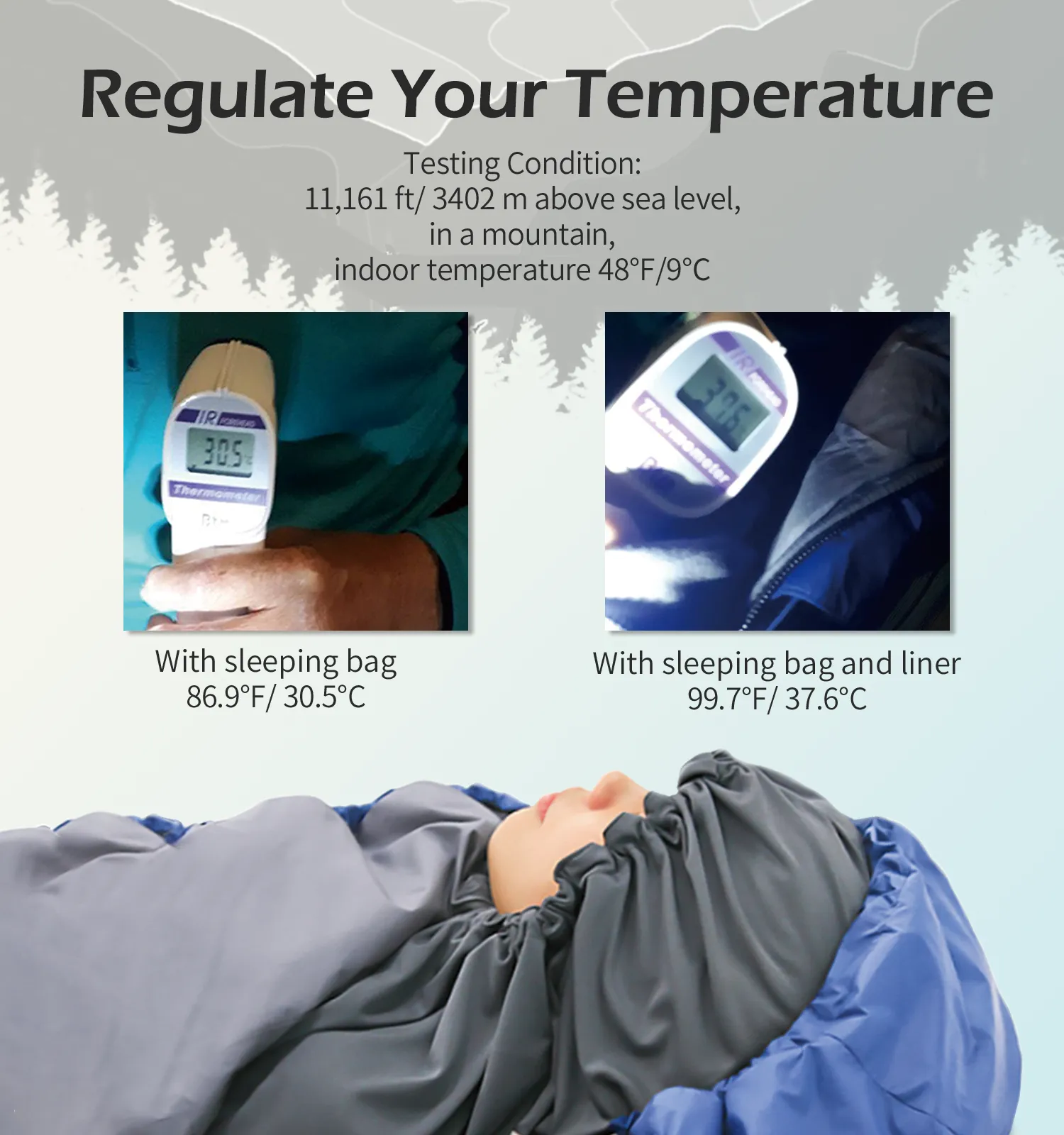 [Hyperax ft Litume] [E626] Thermolite All Season Sleeping Bag Liner Add Up to 22°F / 12°C