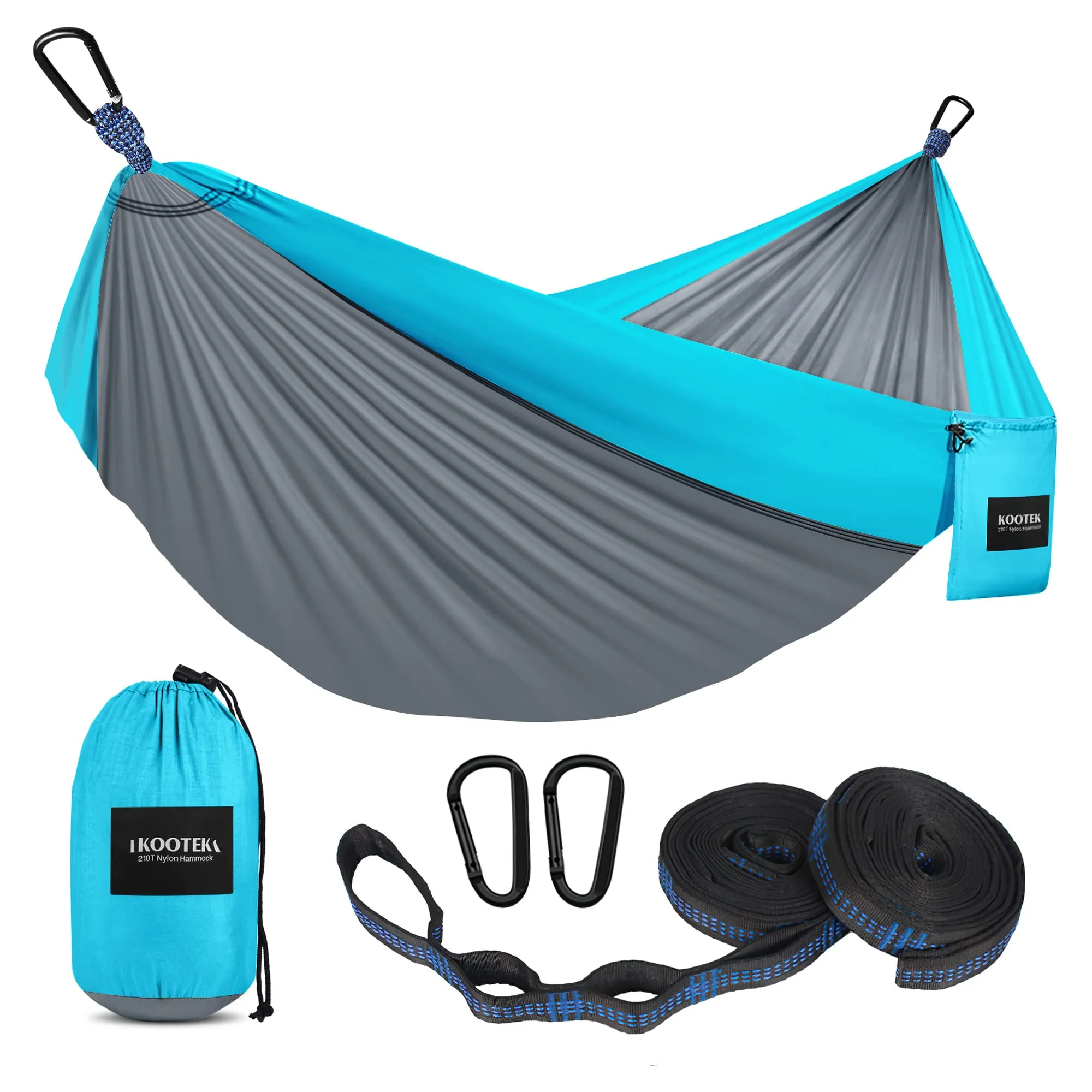 Kootek Camping Hammock Portable Indoor Outdoor Tree Hammock with 2 Hanging Straps, Lightweight Nylon Parachute Hammocks for Backpacking, Travel, Beach, Backyard, Hiking