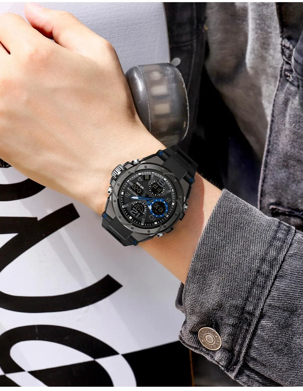 Mens Digital Watch Tactical Military Army Waterproof  Stopwatch Dual Time Outdoor Survival Sports Luminous Electronic Alarm Clock