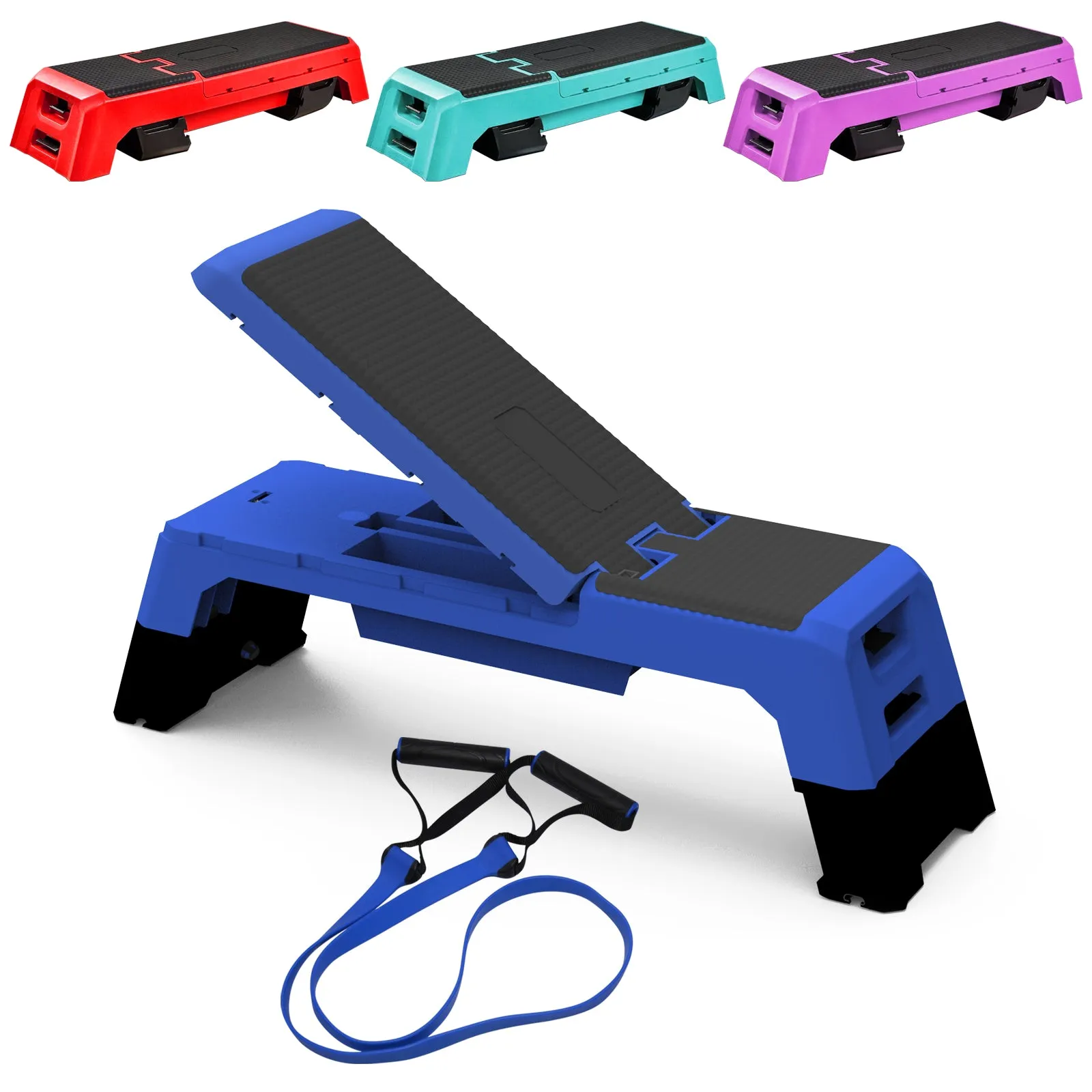Multifunctional Fitness Step Platform Adjustable Aerobic Deck Resistance Bands