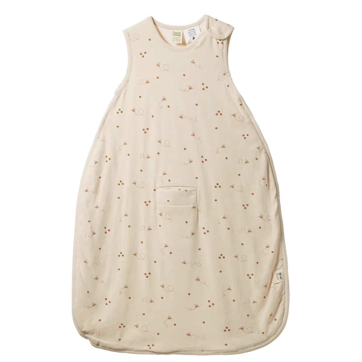 Nature Baby Organic Cotton & Merino Sleeping Bag - Bumble Bee Print