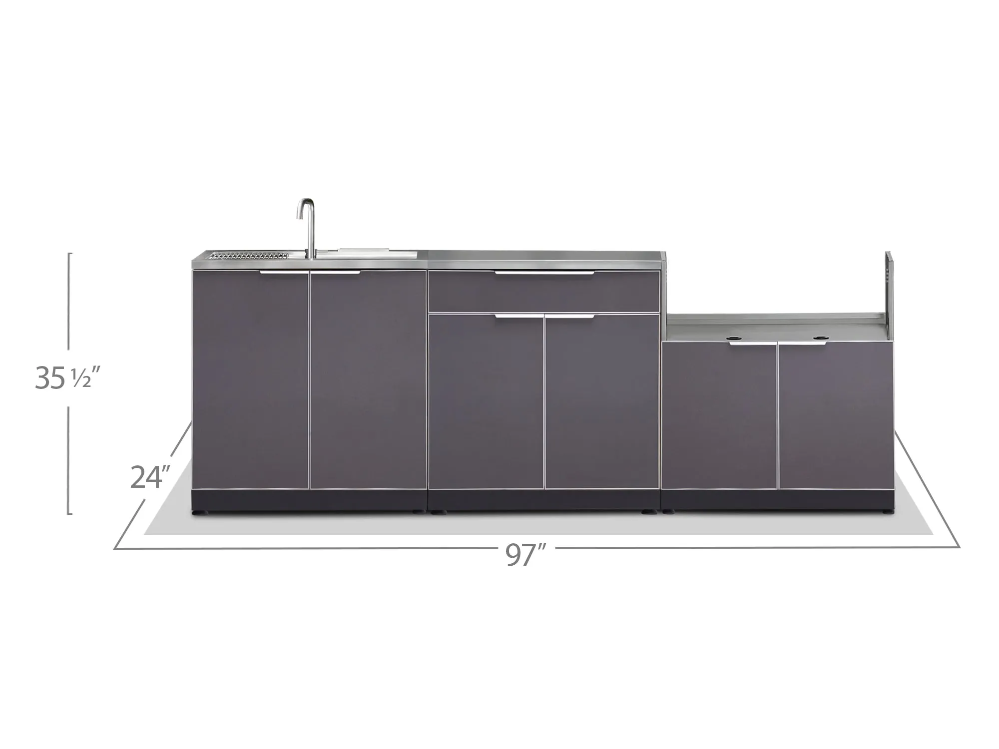 Newage Outdoor Kitchen 3 PC Cabinet Set in Slate Gray - 65287