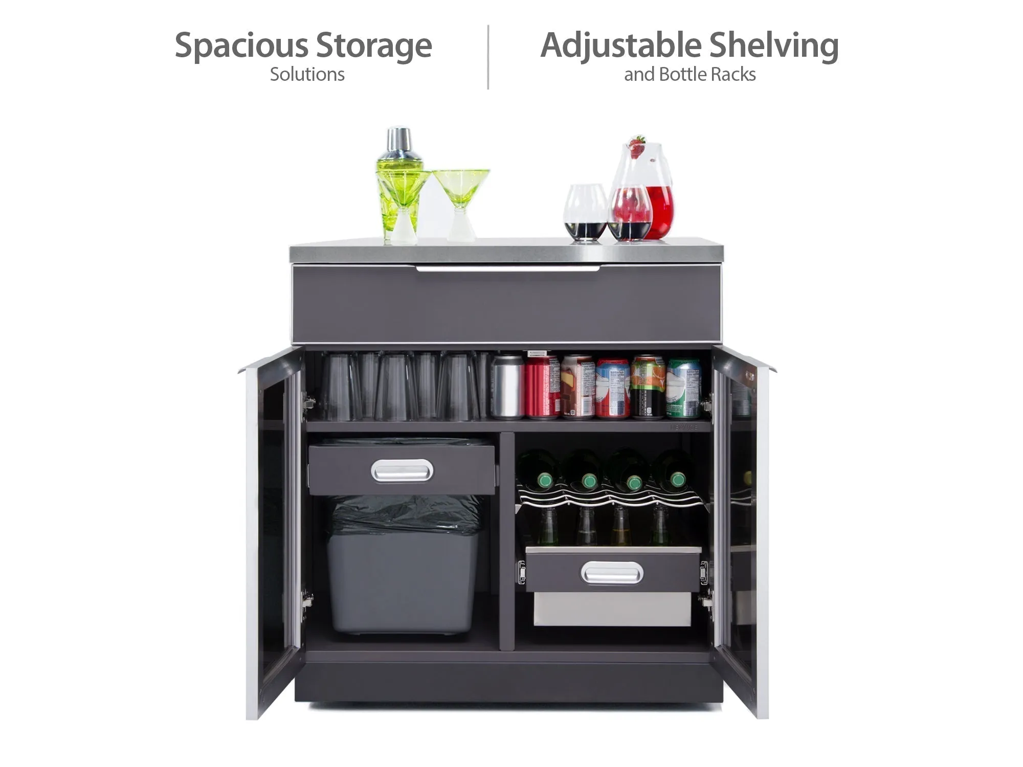 Newage Outdoor Kitchen 3 PC Cabinet Set in Slate Gray - 65287