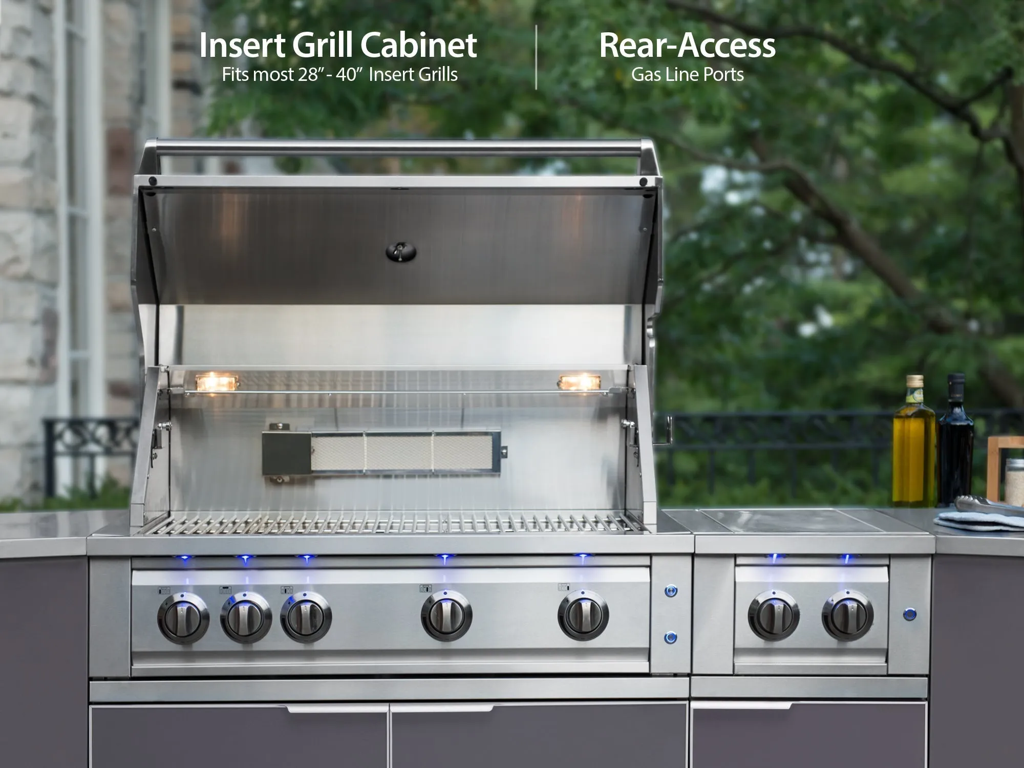 Newage Outdoor Kitchen 3 PC Cabinet Set in Slate Gray - 65287