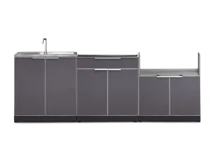 Newage Outdoor Kitchen 3 PC Cabinet Set in Slate Gray - 65287