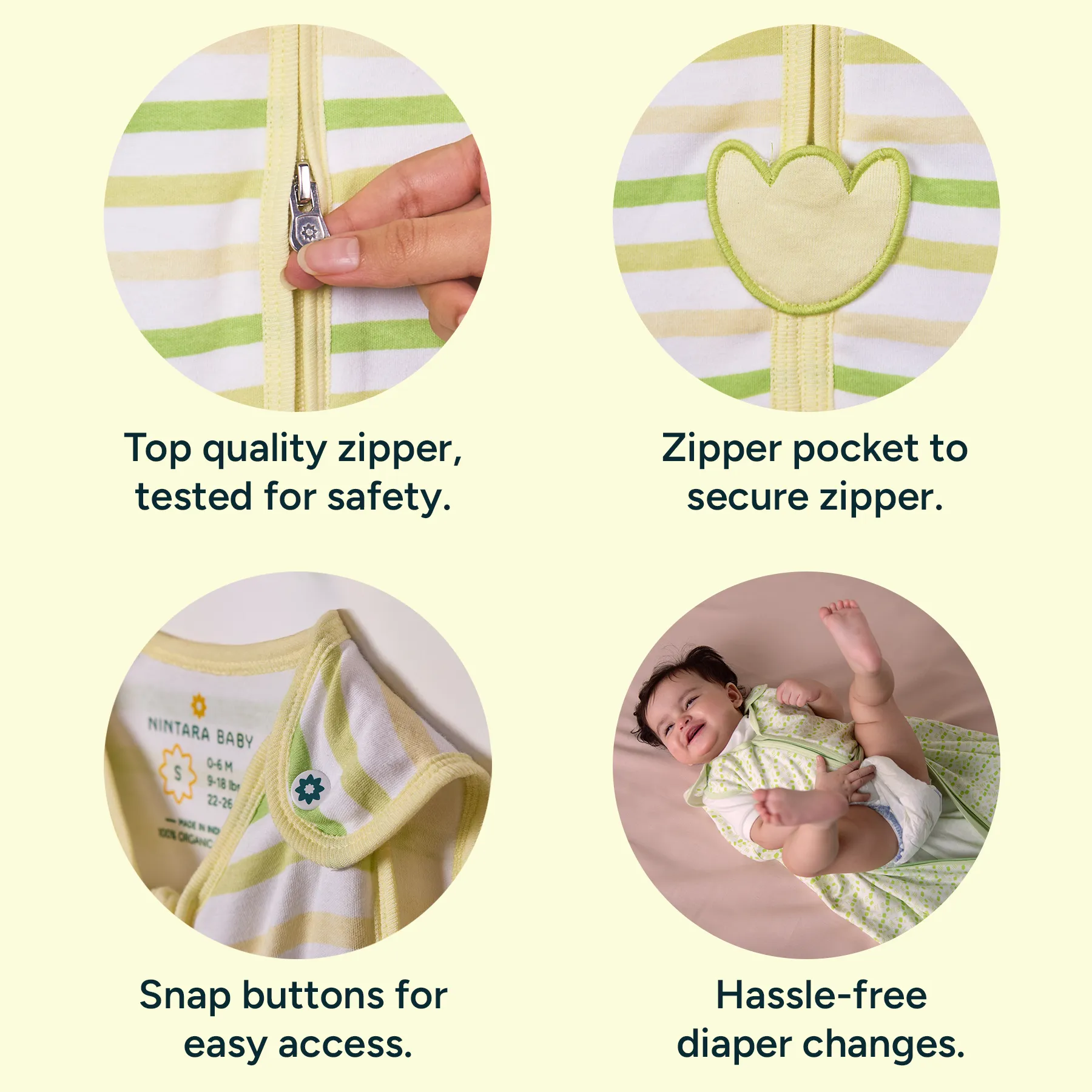 Nintara Baby 0.5 TOG Sleep Sack - Premium Organic Cotton, Lightweight Wearable Blanket for Newborns, Infants & Toddlers (0-24 Months), Unisex Baby Sleeping Bag, Gifts for Babies