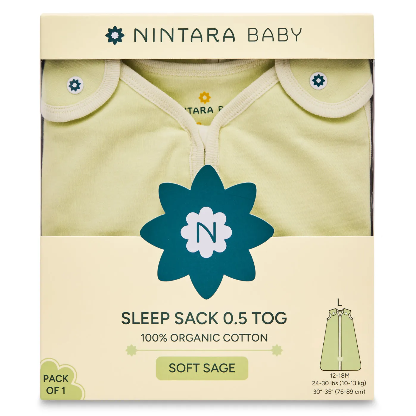 Nintara Baby 0.5 TOG Sleep Sack - Premium Organic Cotton, Lightweight Wearable Blanket for Newborns, Infants & Toddlers (0-24 Months), Unisex Baby Sleeping Bag, Gifts for Babies