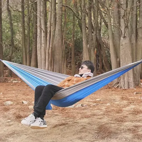 Outdoor Camping Hammock  Lightweight 260x140cm Portable Travel Lightblue
