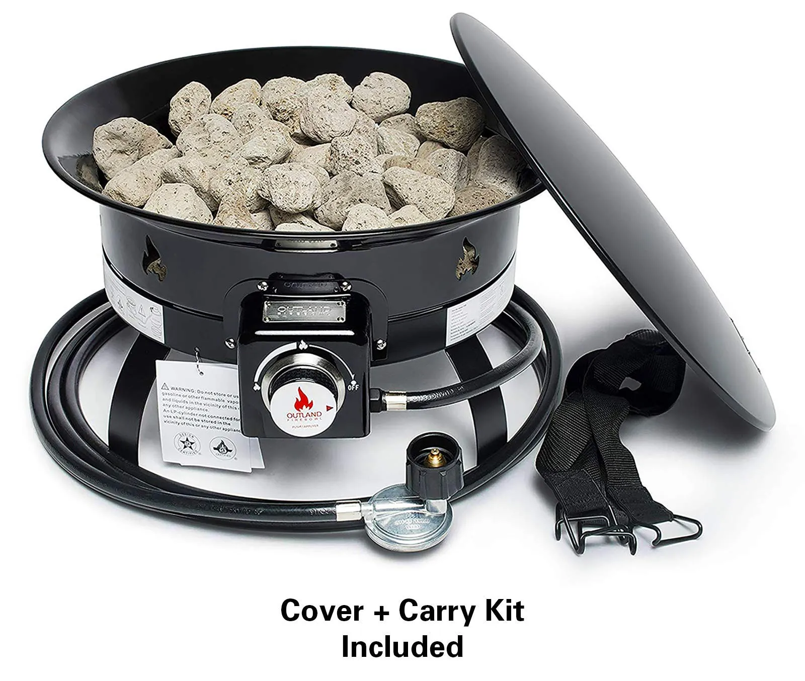 Outland Firebowl 893 Deluxe Outdoor Portable Propane Gas Fire Pit with Cover & Carry Kit, 19-Inch Diameter 58,000 BTU