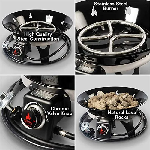 Outland Living Model 863 Portable Propane Fire Pit, 21-Inch Diameter 58,000 BTU Smokless for Camping RV Backyard Deck Patio, Black
