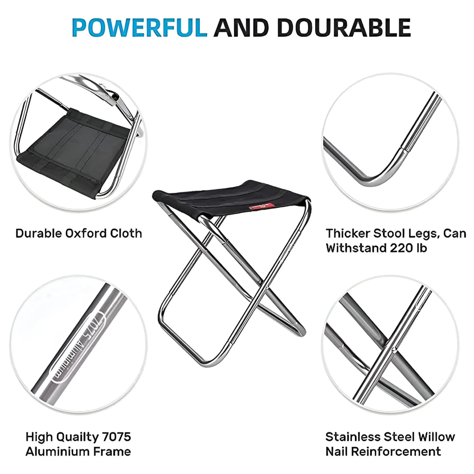 Portable And Foldable Aluminum Frame Camping/Fishing Stool 183572