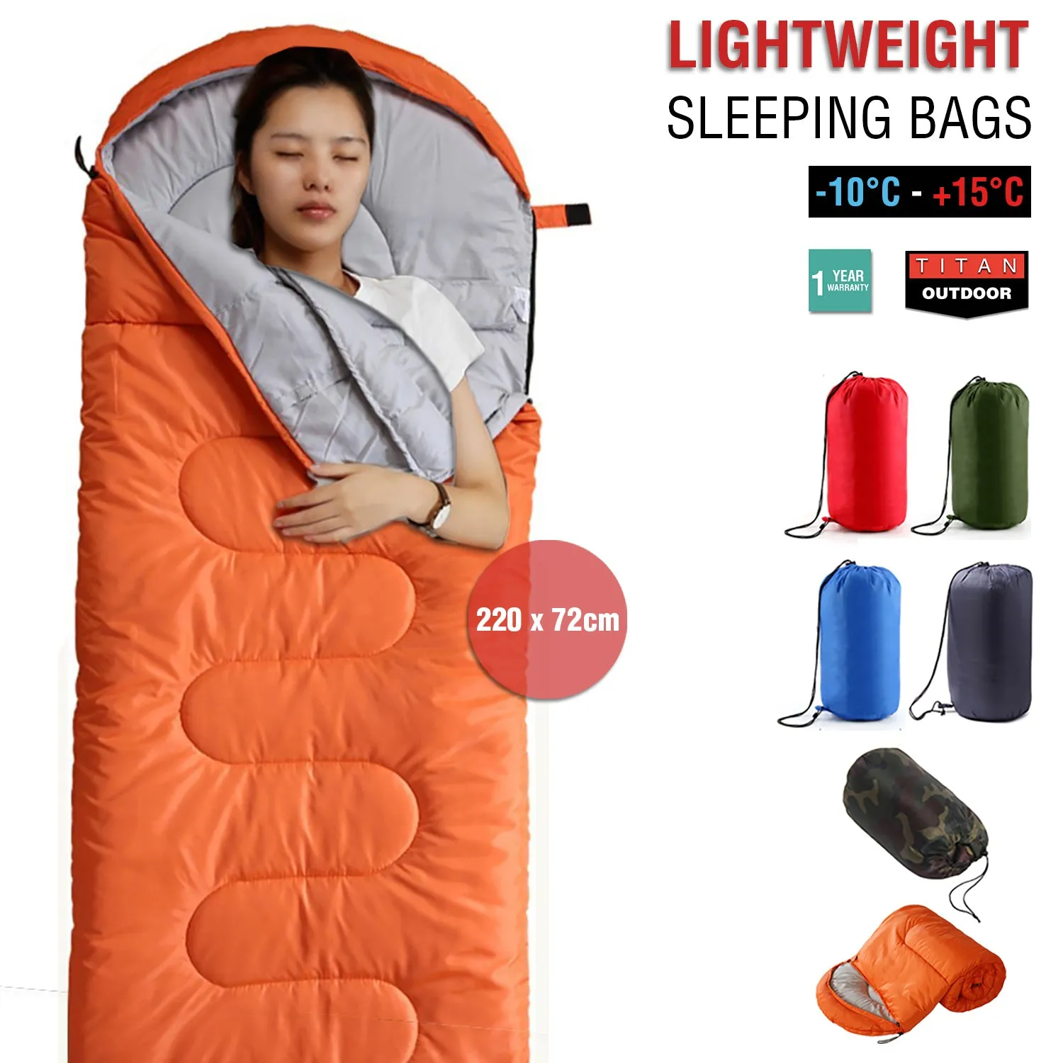 Sleeping Bag Single Outdoor Camping Compact Winter Sheet Sack Envelope Hiking
