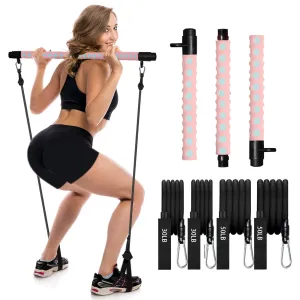 Sport Adjustable Pilates Bar Stick with 4 Resistance Bands
