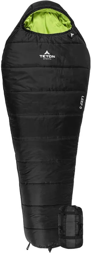 TETON Sports LEEF Ultralight Mummy Sleeping Bag Perfect for Backpacking, Hiking, and Camping; 3-4 Season Mummy Bag; Free Stuff Sack Included